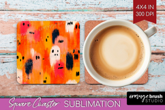 Halloween Square Coaster - Brush Stroke Coaster PNG Product Image 1