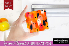 Halloween Magnet Sublimation - Brush Stroke Square Magnet Product Image 1