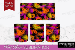 Halloween Mug Wrap - Brush Stroke Mug PNG Sublimation Product Image 1