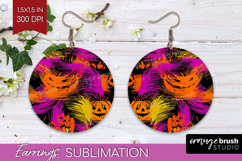 Halloween Round Earrings - Brush Stroke PNG Sublimation Product Image 1