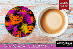 Halloween Round Coaster - Brush Stroke Coaster PNG Product Image 1