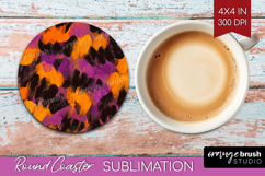 Halloween Round Coaster - Brush Stroke Coaster PNG Product Image 1