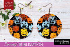 Halloween Round Earrings - Brush Stroke PNG Sublimation Product Image 1