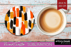 Halloween Round Coaster - Brush Stroke Coaster PNG Product Image 1