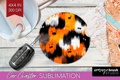 Halloween Car Coaster - Brush Stroke Coaster PNG Sublimation Product Image 1