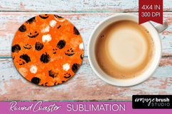 Halloween Round Coaster - Brush Stroke Coaster PNG Product Image 1