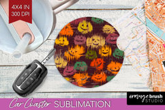 Halloween Car Coaster - Brush Stroke Coaster PNG Sublimation Product Image 1
