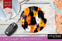 Halloween Car Coaster - Brush Stroke Coaster PNG Sublimation Product Image 1