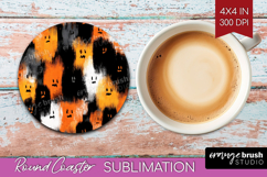 Halloween Round Coaster - Brush Stroke Coaster PNG Product Image 1