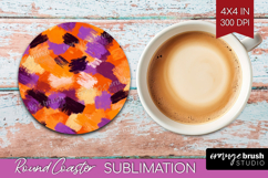 Halloween Round Coaster - Brush Stroke Coaster PNG Product Image 1