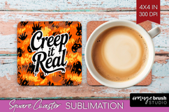 Halloween Quote Square Coaster - Sarcastic Coaster PNG Product Image 1