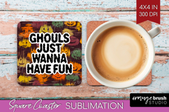 Halloween Quote Square Coaster - Sarcastic Coaster PNG Product Image 1