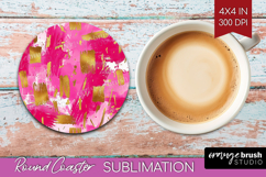 Brush Stroke Round Coaster - Abstract Coaster PNG Product Image 1