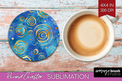 Brush Stroke Round Coaster - Abstract Coaster PNG Product Image 1