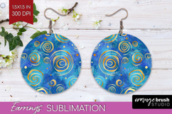 Brush Stroke Round Earrings - Abstract PNG Sublimation Product Image 1