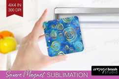 Brush Stroke Magnet Sublimation - Abstract Square Magnet PNG Product Image 1