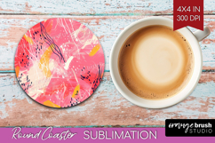 Brush Stroke Round Coaster - Abstract Coaster PNG Product Image 1