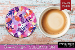 Brush Stroke Round Coaster - Abstract Coaster PNG Product Image 1
