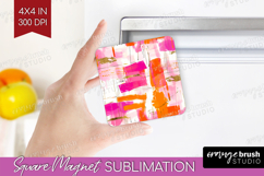 Brush Stroke Magnet Sublimation - Abstract Square Magnet PNG Product Image 1