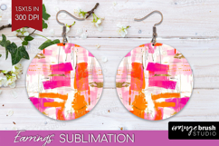Brush Stroke Round Earrings - Abstract PNG Sublimation Product Image 1