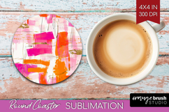 Brush Stroke Round Coaster - Abstract Coaster PNG Product Image 1