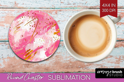 Brush Stroke Round Coaster - Abstract Coaster PNG Product Image 1