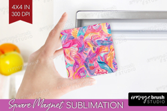 Brush Stroke Magnet Sublimation - Abstract Square Magnet PNG Product Image 1