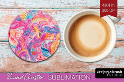 Brush Stroke Round Coaster - Abstract Coaster PNG Product Image 1