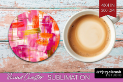 Brush Stroke Round Coaster - Abstract Coaster PNG Product Image 1