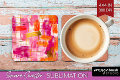 Brush Stroke Square Coaster - Abstract Coaster PNG Product Image 1