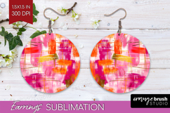 Brush Stroke Round Earrings - Abstract PNG Sublimation Product Image 1