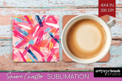 Brush Stroke Square Coaster - Abstract Coaster PNG Product Image 1