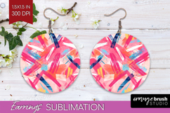 Brush Stroke Round Earrings - Abstract PNG Sublimation Product Image 1