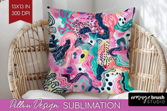 Brush Stroke Pillow Sublimation - Abstract Pillow Cover PNG Product Image 1