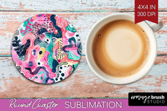 Brush Stroke Round Coaster - Abstract Coaster PNG Product Image 1