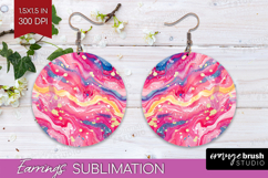 Brush Stroke Round Earrings - Abstract PNG Sublimation Product Image 1