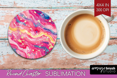 Brush Stroke Round Coaster - Abstract Coaster PNG Product Image 1