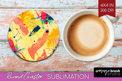 Brush Stroke Round Coaster - Abstract Coaster PNG Product Image 1