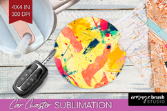 Brush Stroke Car Coaster - Abstract Coaster PNG Sublimation Product Image 1