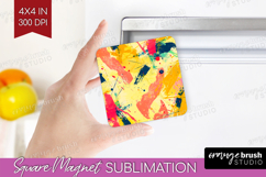 Brush Stroke Magnet Sublimation - Abstract Square Magnet PNG Product Image 1
