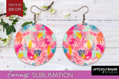 Brush Stroke Round Earrings - Abstract PNG Sublimation Product Image 1