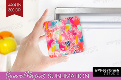 Brush Stroke Magnet Sublimation - Abstract Square Magnet PNG Product Image 1