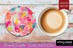 Brush Stroke Round Coaster - Abstract Coaster PNG Product Image 1