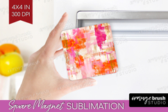 Brush Stroke Magnet Sublimation - Abstract Square Magnet PNG Product Image 1