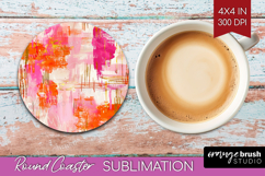 Brush Stroke Round Coaster - Abstract Coaster PNG Product Image 1