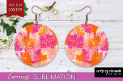 Brush Stroke Round Earrings - Abstract PNG Sublimation Product Image 1