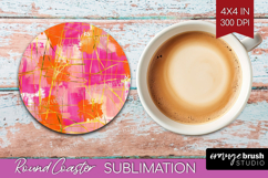 Brush Stroke Round Coaster - Abstract Coaster PNG Product Image 1