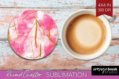 Brush Stroke Round Coaster - Abstract Coaster PNG Product Image 1