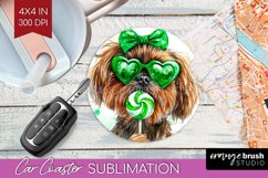 Brussels Griffon St. Patricks Day Dog Car Coaster Dog PNG Product Image 1