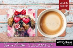 Brussels Griffon Valentine Square Coaster Valentines Day PNG Product Image 1